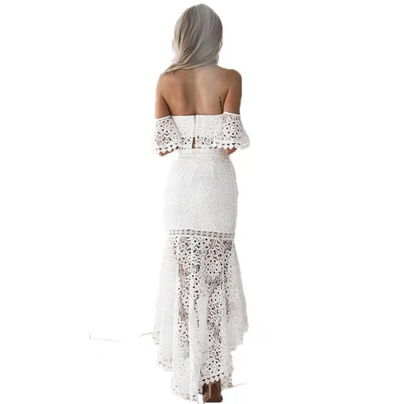Women's Set – Off Shoulder Bustier Top with Lace – High Waist Pencil Skirt