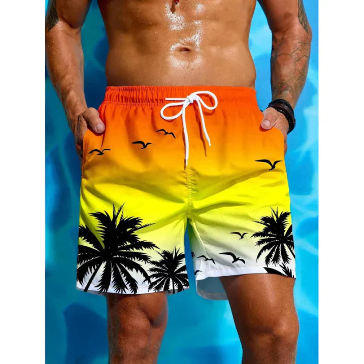 Men's Swim Shorts – Relaxed Fit – Quick-Drying Breathable Material – Medium Length