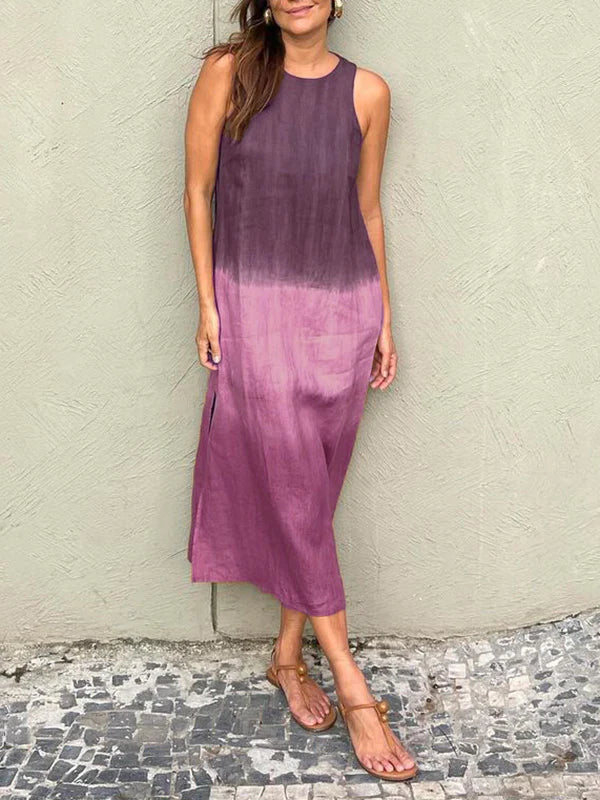 Women's Long Dress - Sleeveless Lightweight Design - Round Neck - Flowy Relaxed Fit