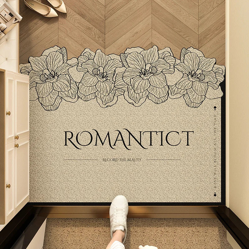 Contemporary Non-Slip Floral Door Mat