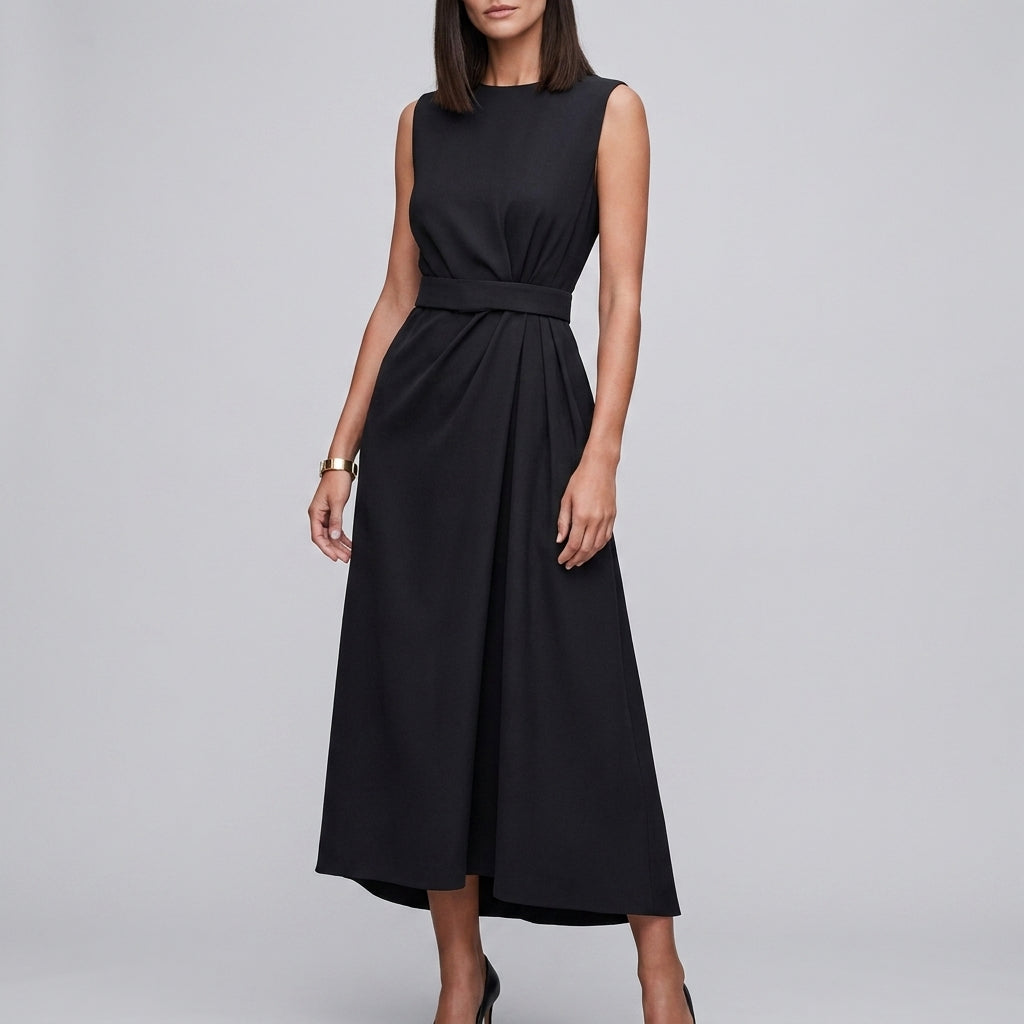 Elegant Sleeveless Midi Dress for Women – Timeless Sophistication & Graceful Style