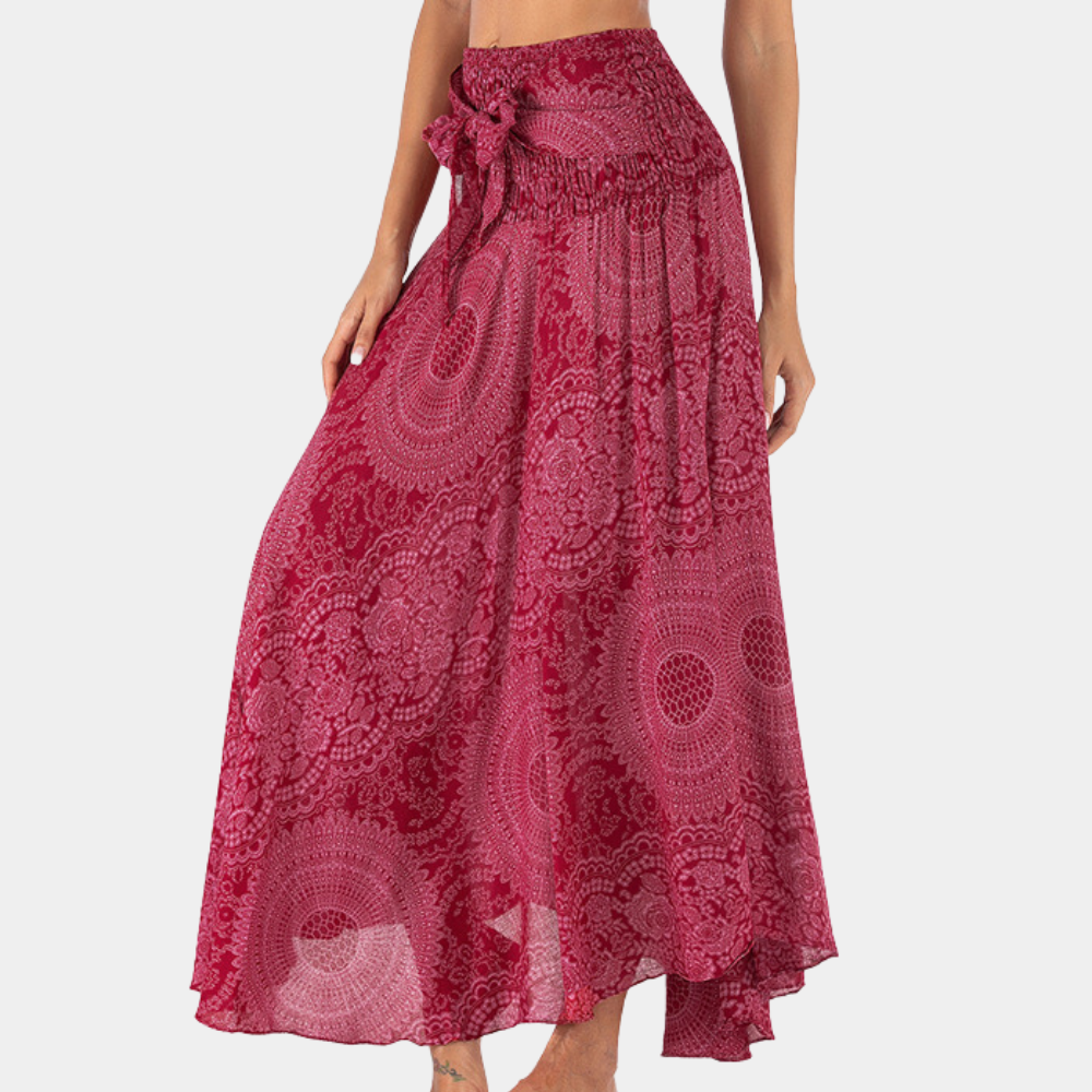 Women's Maxi Skirt - High Waist - Wrap Design - Light and Airy - Bohemian Pattern