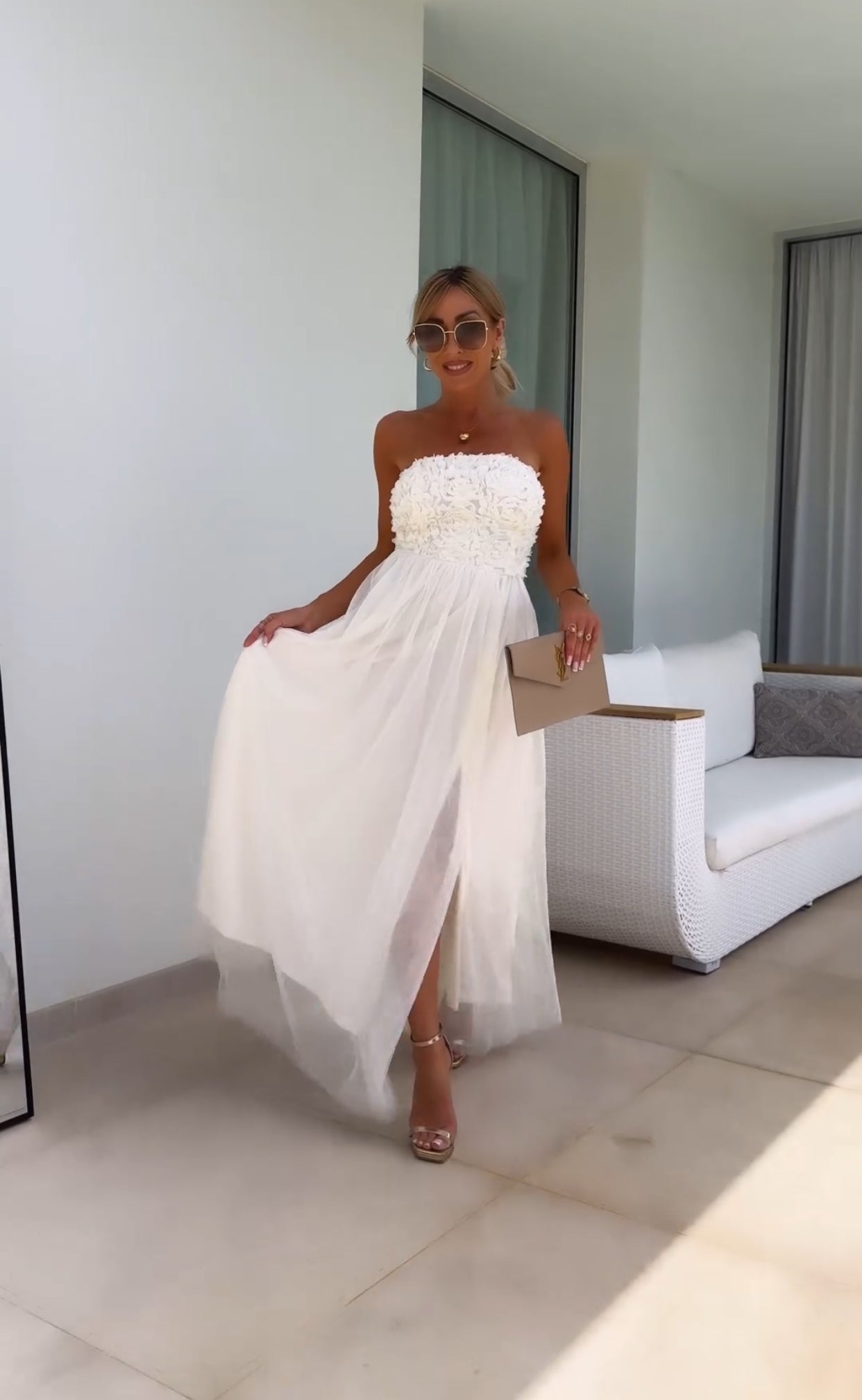 Amélie - Strapless Maxi Dress with Lace