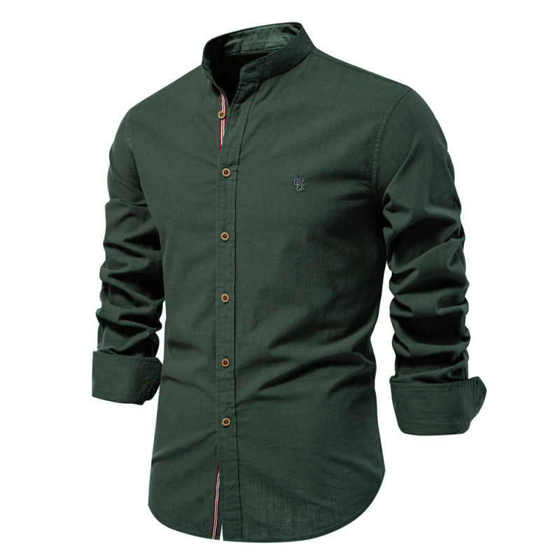 Men's Shirt - Slim Fit - Mandarin Collar - Long Sleeves - Lightweight Fabric