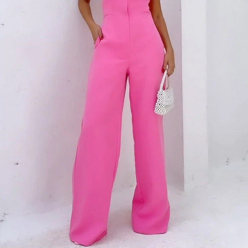 Women's Jumpsuit – Strapless – Tailored Bodice – Wide Legs – Sleeveless Elegant Style