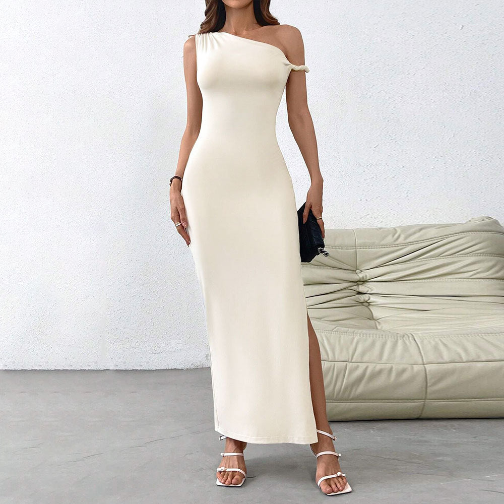 Dress for Women – One-Shoulder – Slim Fit – Luxurious Stretch Fabric – High Slit – Party Look