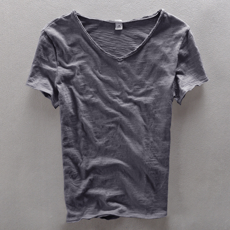 Men's V-neck T-shirt - Quality Cotton - Short-sleeved Casual Fit