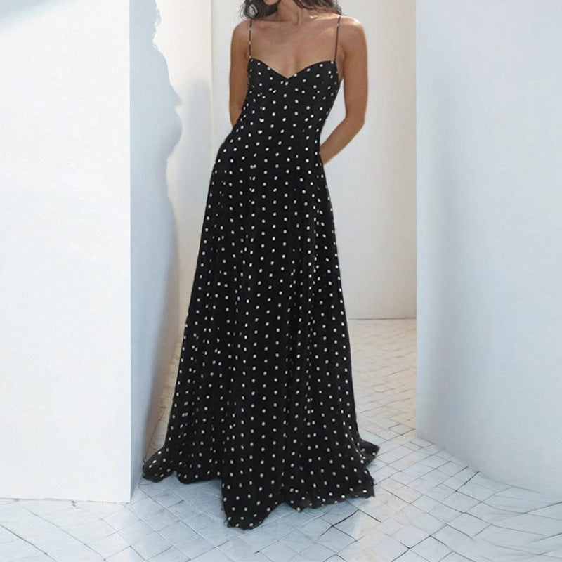 Dress for Women – Slim Fit – Heart-Shaped Neckline – Spaghetti Straps – Full Length