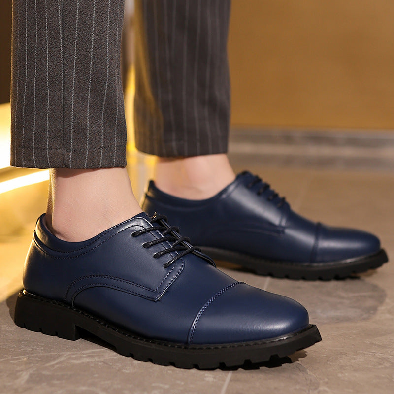 Men's Derby Shoes – Leather – Cap Toe – Formal Cut – Rubber Sole – Classic Design