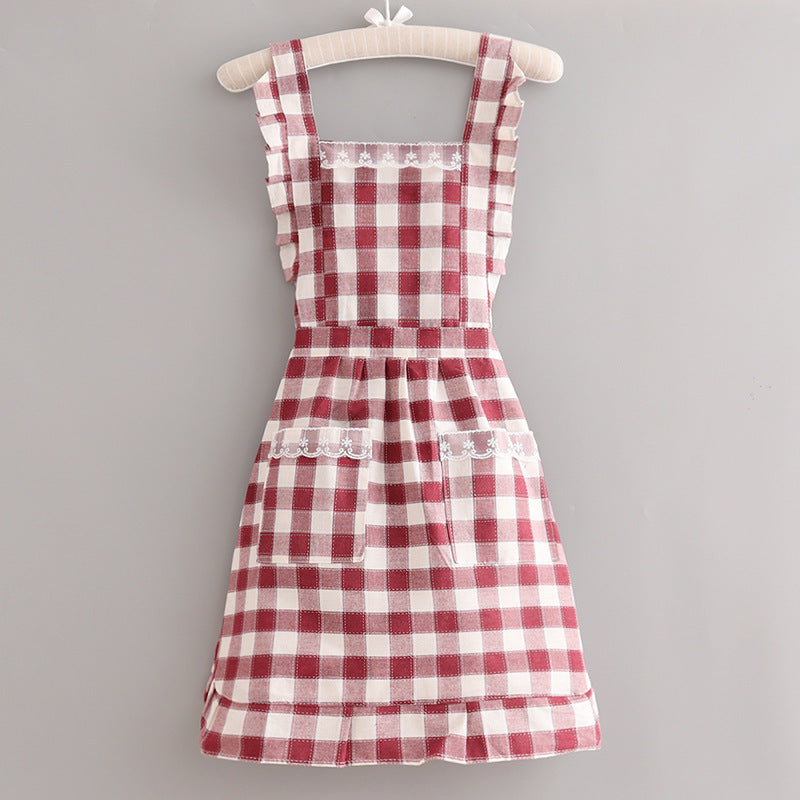 Farmhouse Cotton Apron with Ruffled Straps