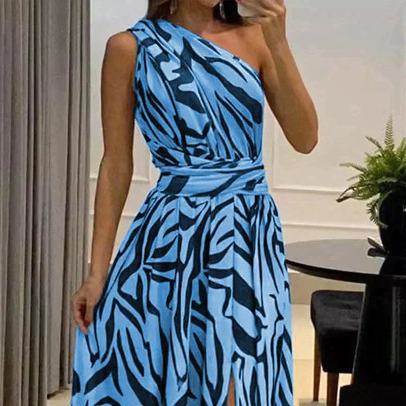 Women's Maxi Dress – One Shoulder – Asymmetric Cut – Elegant Details – Loose Fit