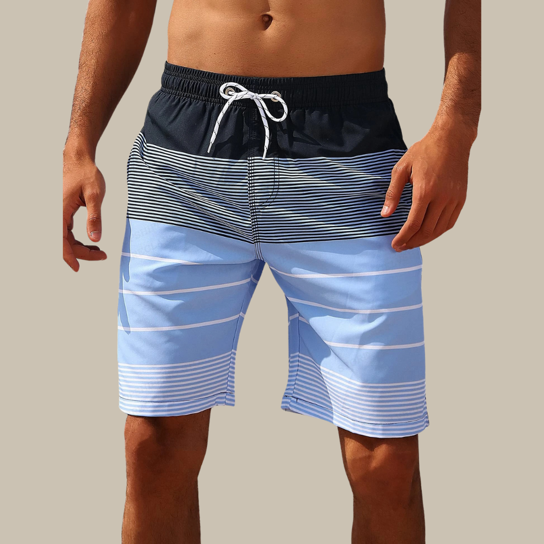 Men's Swim Trunks – Quick-Drying – Stretch Fabric – Elastic Waist – Knee Length