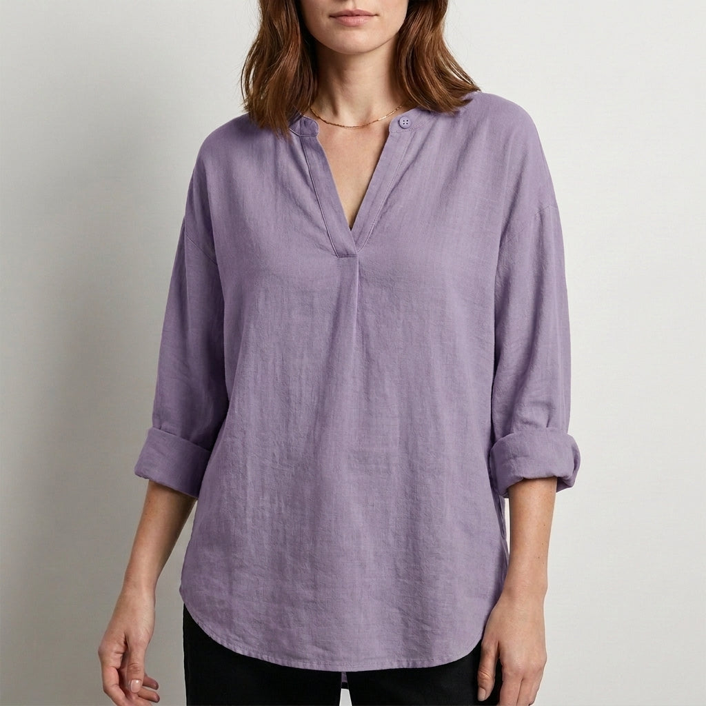Relaxed Fit V-Neck Blouse for Women – Effortless Everyday Comfort