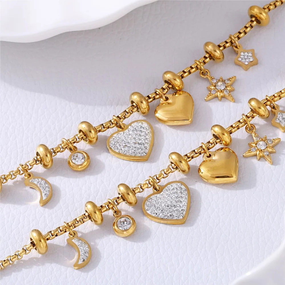 Amelia Adjustable Charm Bracelet | Pave Setting Lobster Clasp Bracelet