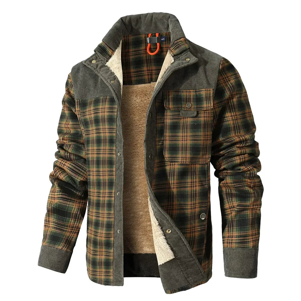 Harry Plaid Relaxed Fit Shirt Jacket | Fleece Lined Corduroy Shirt Jacket