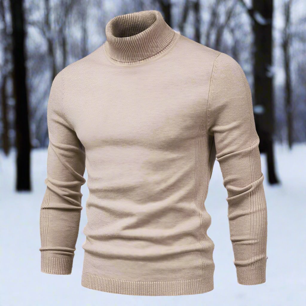 Men's Sweater - Turtleneck - Slim Fit - Soft Knit - Ribbed Edges