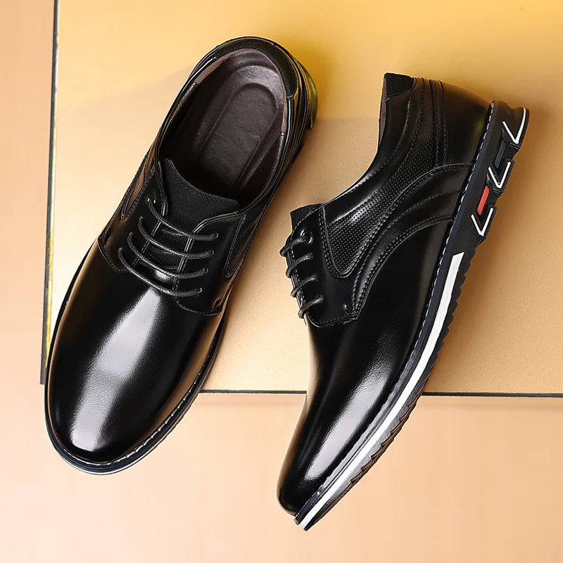Samuel Faux Leather Lace-Up Oxfords | Perforated Panel Solid Oxfords