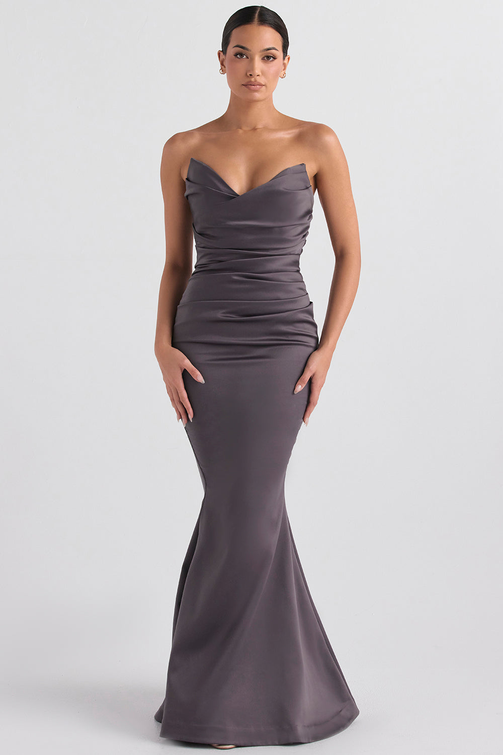Women's Evening Dress – Strapless – Mermaid Cut – Satin – Floor-Length Elegant Fit