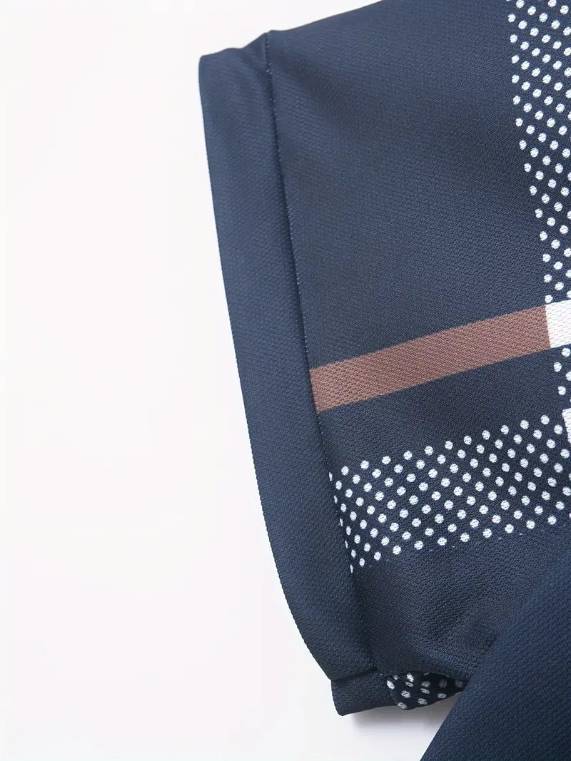 Men's Polo Shirt - Slim Fit - Short Sleeve - Classic Collar - Checkered Design