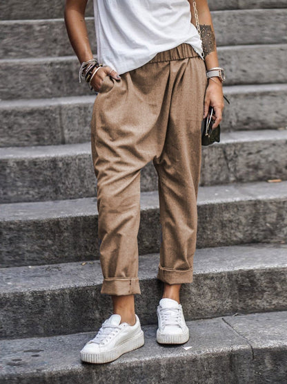 Women's Pants - Loose Fit - Elastic Waist - Light and Comfortable - Casual Style