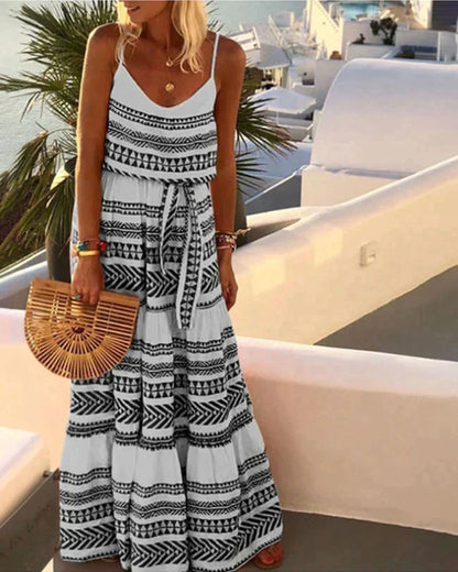 Women's Maxi Dress - Bohemian Style - Sleeveless with Spaghetti Straps - Light and Breathable