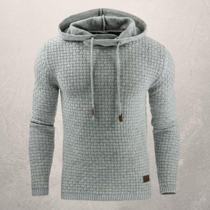 Men's Sweater - Knitted With Texture - Slim Fit - Hood With Drawstring - Long Sleeves