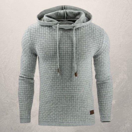 Men's Sweater - Knitted With Texture - Slim Fit - Hood With Drawstring - Long Sleeves