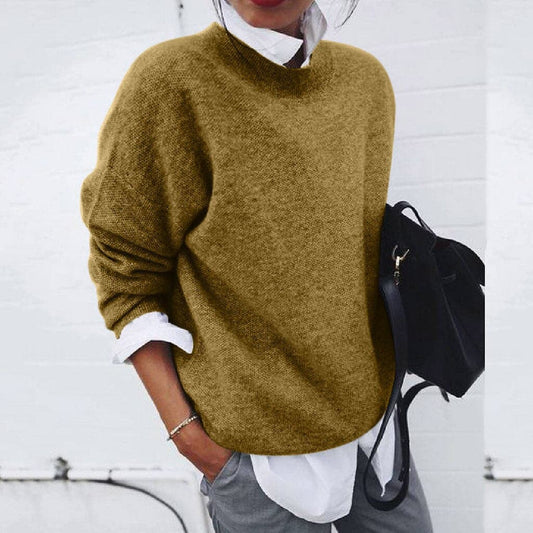 Women's Knit Sweater - Relaxed Fit - Soft and Warm - Round Neck - Long Sleeves