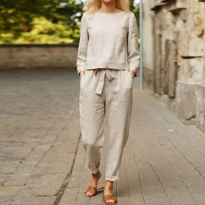 Women's Loungewear Set - Lightweight Linen - Relaxed Fit - Blouse & Pants