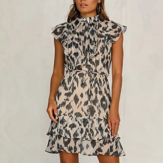 Jade - Elegant dress with leopard print