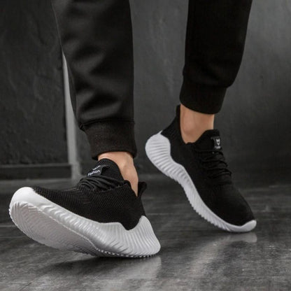Men's Training Shoes - Breathable Knit Upper - Shock-Absorbing Sole - Lace-Up Closure