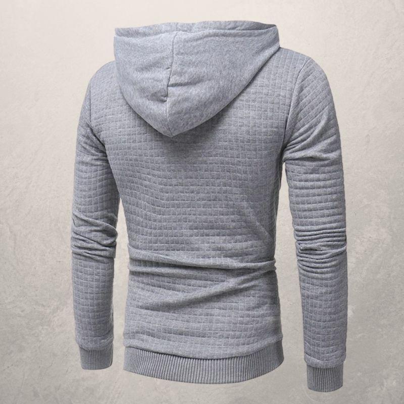 Men's Sweater - Knitted With Texture - Slim Fit - Hood With Drawstring - Long Sleeves