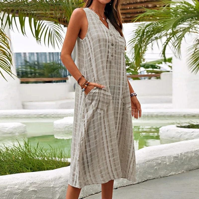 Morgane - Elegant maxi dress with side pockets