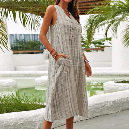 Morgane - Elegant maxi dress with side pockets