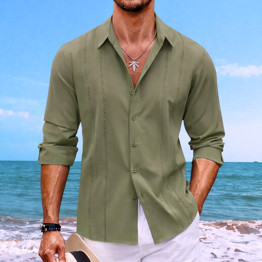 Men's Shirt – Relaxed Fit – Long Sleeve – Breathable Lightweight Material – Button Closure