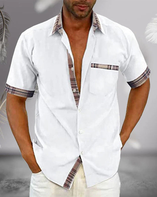 Men's Shirt – Short-Sleeved – Regular Fit – Breathable Blend – Checkered Detail