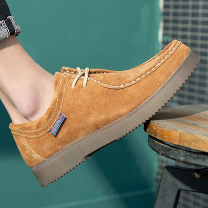 Men's Shoes - Suede Look - Comfortable Rubber Sole - Casual Lace-up Shoes