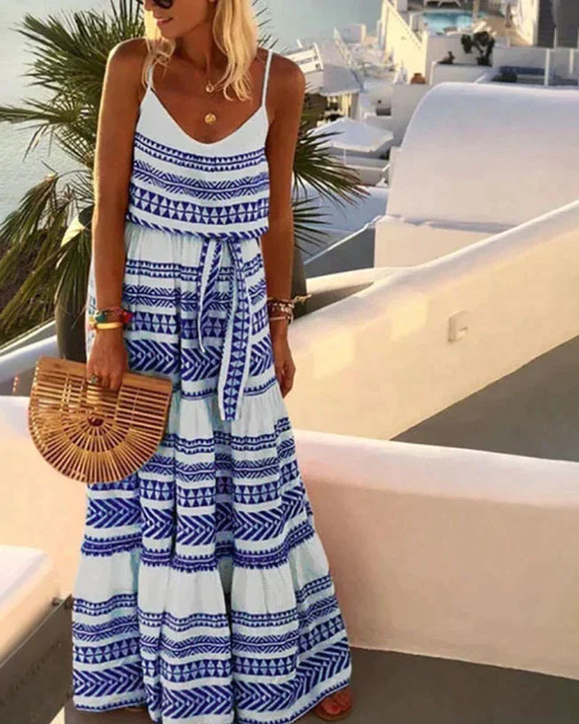 Women's Maxi Dress - Bohemian Style - Sleeveless with Spaghetti Straps - Light and Breathable