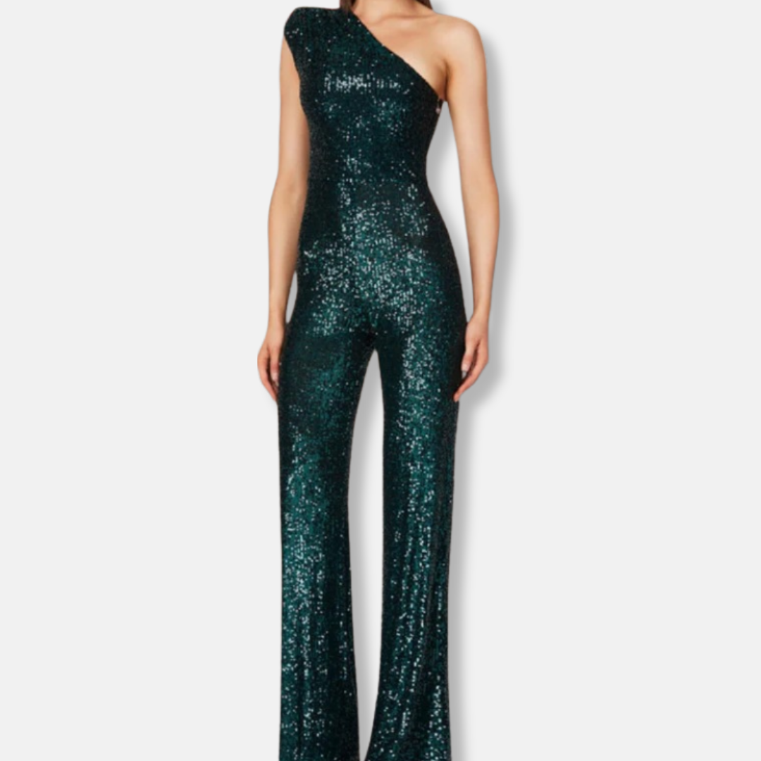 Stella Sequined One-Shoulder Wide Leg Jumpsuit | Sleeveless Jumpsuit