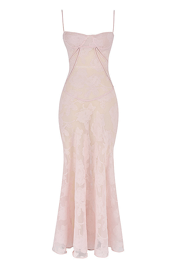 Women's Maxi Dress – Spaghetti Straps – Embroidered Lace – Elegant Long Silhouette