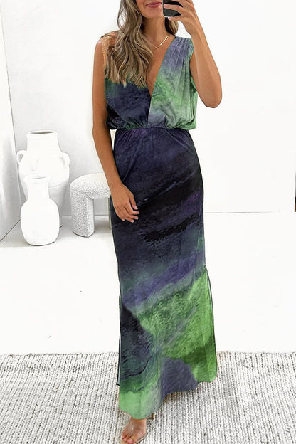 Women's Maxi Dress – Sleeveless – V-Neck – Lightweight – Relaxed Fit – Ankle Length