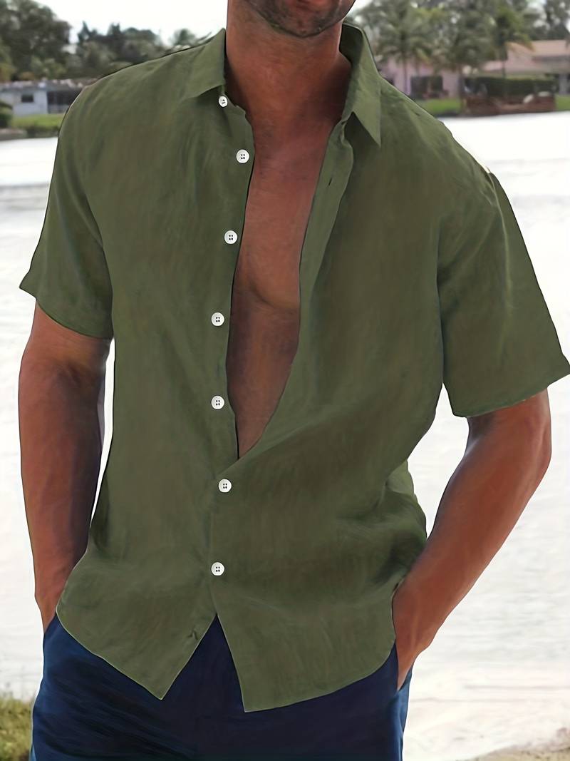 Men's Shirt - Short-Sleeved Button-Up - Classic Collar - Regular Fit - Breathable