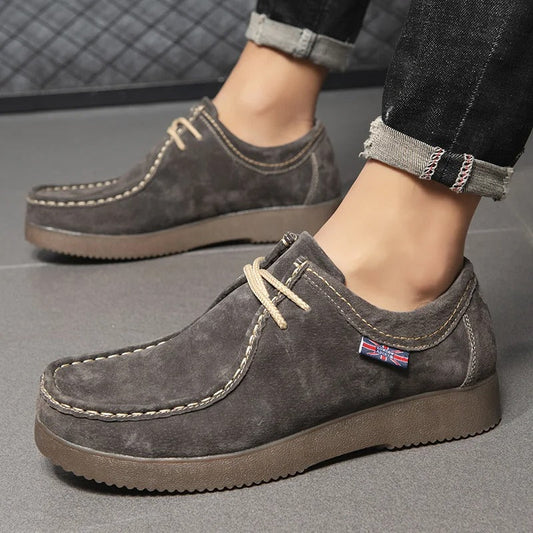 Men's Shoes - Suede Look - Comfortable Rubber Sole - Casual Lace-up Shoes