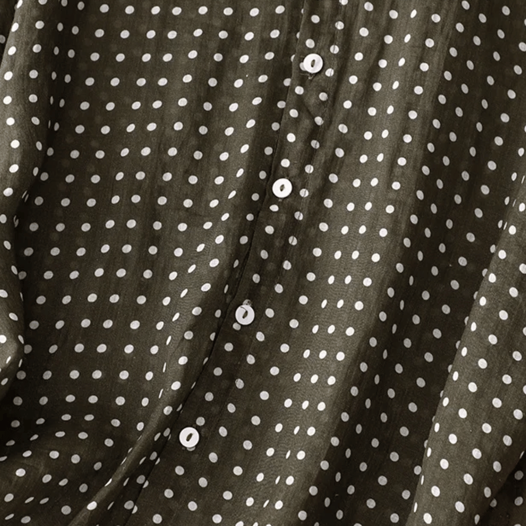 Polka Dot Collared Relaxed Fit Blouse for Women – Casual Stylish Comfort