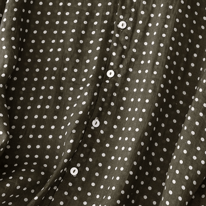 Polka Dot Collared Relaxed Fit Blouse for Women – Casual Stylish Comfort