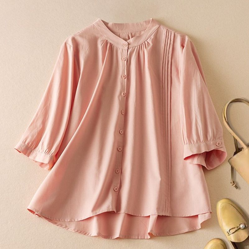 Relaxed Fit Button Front Blouse for Women – Lightweight Everyday Elegance
