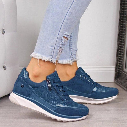 Women's Sneakers - Breathable Design - Lace-Up & Zipper - Comfortable Sole for Everyday