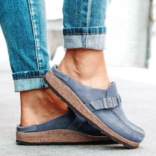 Women's Clogs - Soft Upper - Adjustable Strap - Cork Sole Comfort Slip-on