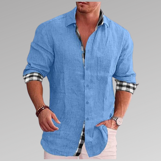 Men's Shirt - Lightweight Fabric - Long Sleeve - Button Closure - Classic Collar - Smart Casual
