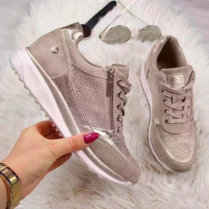 Women's Sneakers - Breathable Design - Lace-Up & Zipper - Comfortable Sole for Everyday